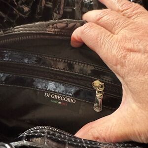 Di Gregorio Black Croc-Embossed Bag